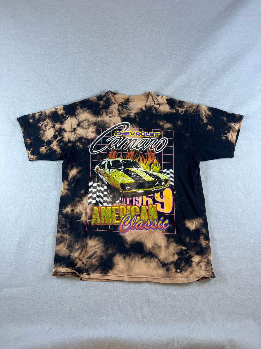 Chevrolet Camaro 1969 T-Shirt Mens L Chemistry Bleach Dye American Classic Car